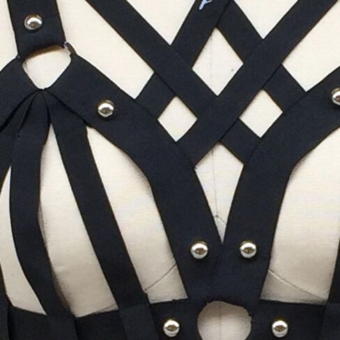 طقم سرج لانجري مرن للجسم للنساء، احزمة رباط على شكل قفص للجوارب، مقاس كبير (ChoiceN77) in Kuwait