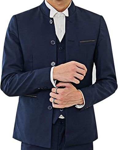 Men Casual Suit Blazer Jackets Stand Collar Business Sport Coats Jacket Slim Fit Button Solid Chinese Tunic Suits Prom in Saudi Arabia