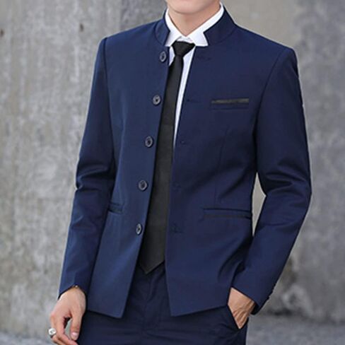 Men Casual Suit Blazer Jackets Stand Collar Business Sport Coats Jacket Slim Fit Button Solid Chinese Tunic Suits Prom in Saudi Arabia
