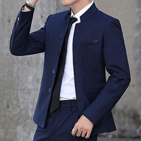 Men Casual Suit Blazer Jackets Stand Collar Business Sport Coats Jacket Slim Fit Button Solid Chinese Tunic Suits Prom in Saudi Arabia
