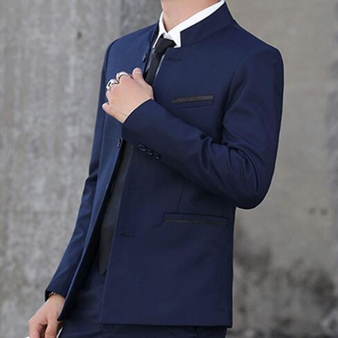Men Casual Suit Blazer Jackets Stand Collar Business Sport Coats Jacket Slim Fit Button Solid Chinese Tunic Suits Prom in Saudi Arabia