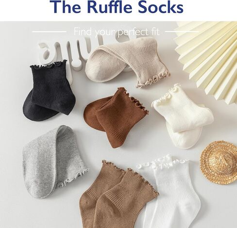 Hstyle 6 Pairs of Ruffle Socks Women, Ruffle Turn-Cuff Casual Cute Girl Ruffle Socks Breathable Cool Ruffle Ankle Socks in Saudi Arabia