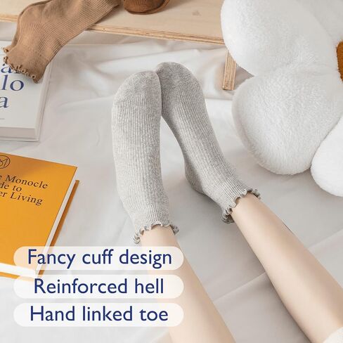 Hstyle 6 Pairs of Ruffle Socks Women, Ruffle Turn-Cuff Casual Cute Girl Ruffle Socks Breathable Cool Ruffle Ankle Socks in Saudi Arabia