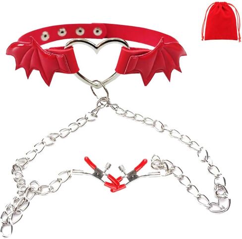 Nipple Clamps Necklaces with Chain for Women Sexy Nipple Ring with Necklaces Adjustable Nipple Noose Fake Nipple Ring Non Piercing Nipple Jewelry in Saudi Arabia