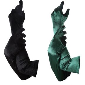 YWAOAIJD 2 Pairs Long Opera Velvet Party Gloves 1920s Flapper Accessories for Women Wedding Evening Velvet Elbow Gloves in Saudi Arabia