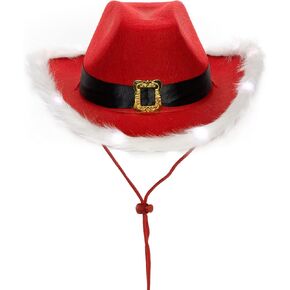 قبعة NociHah Cowboy Cowgirl للنساء من ريش عيد الميلاد الغربي مع وميض LED in Kuwait