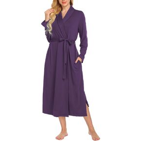 Ekouaer Robes for Women Long Sleeve Knit Kimono Bathrobe Soft Lightweight Loungewear Ladies Cotton Sleepwear in Kuwait