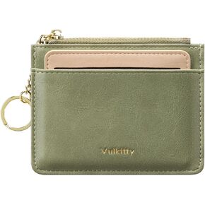Credit Card Holder for Women with Detachable ID Badge Holder Womens Minimalist Wallet Keychain Wallet