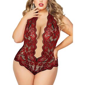 ملابس داخلية Ella Lust للنساء مقاس كبير، مثيرة مفتوحة الظهر مع رسن تيدي قطعة واحدة مزينة بالدانتيل على شكل صدفي