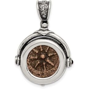 FB Jewels Sterling Silver & Bronze Antiqued Widows Mite Coin Pendant in Saudi Arabia