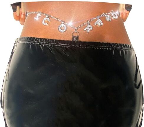 Women Body Jewelry Sexy Waist Chain G-Thong Panty 12 Constellation Pendant Underpants Bikini Bottoms Belly Chain Rhinestone Body Chain in Saudi Arabia