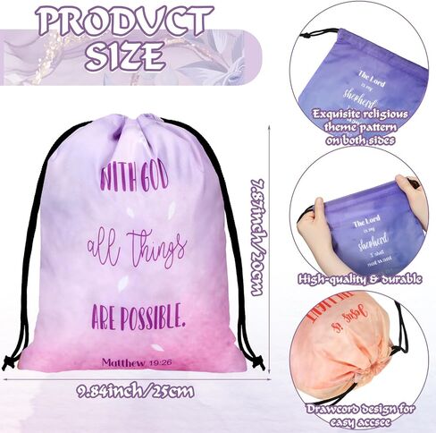Hosuly 30Pcs Religious Bible Verse Drawstring Backpack Watercolor Christian Drawstring Bags Bulk Religious Gift Bag for Women in Saudi Arabia