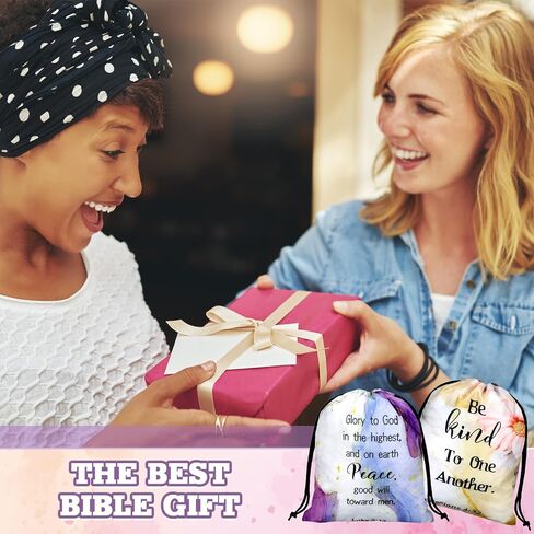 Hosuly 30Pcs Religious Bible Verse Drawstring Backpack Watercolor Christian Drawstring Bags Bulk Religious Gift Bag for Women in Saudi Arabia