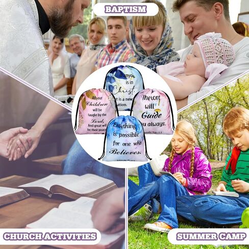 Hosuly 30Pcs Religious Bible Verse Drawstring Backpack Watercolor Christian Drawstring Bags Bulk Religious Gift Bag for Women in Saudi Arabia
