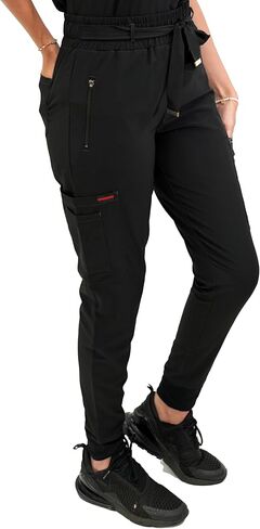 Fubu Women's Slim Fit High Waisted Belted Jogger Scrub Pant Medical Nursing Uniform in Saudi Arabia