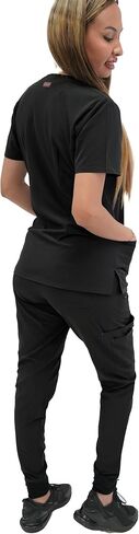 Fubu Women's Slim Fit High Waisted Belted Jogger Scrub Pant Medical Nursing Uniform in Saudi Arabia