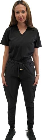 Fubu Women's Slim Fit High Waisted Belted Jogger Scrub Pant Medical Nursing Uniform in Saudi Arabia