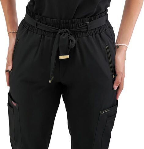 Fubu Women's Slim Fit High Waisted Belted Jogger Scrub Pant Medical Nursing Uniform in Saudi Arabia