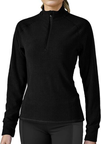 YumiDay Athletic Long Sleeve Quarter Zip Shirt Women, 1/4 Zip Pullover T-Shirt Running Workout Thermal Tops Dry Fit in Saudi Arabia