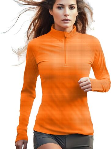 YumiDay Athletic Long Sleeve Quarter Zip Shirt Women, 1/4 Zip Pullover T-Shirt Running Workout Thermal Tops Dry Fit in Saudi Arabia