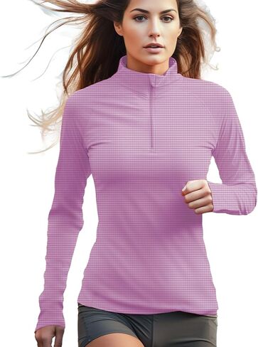 YumiDay Athletic Long Sleeve Quarter Zip Shirt Women, 1/4 Zip Pullover T-Shirt Running Workout Thermal Tops Dry Fit in Saudi Arabia