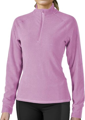 YumiDay Athletic Long Sleeve Quarter Zip Shirt Women, 1/4 Zip Pullover T-Shirt Running Workout Thermal Tops Dry Fit in Saudi Arabia