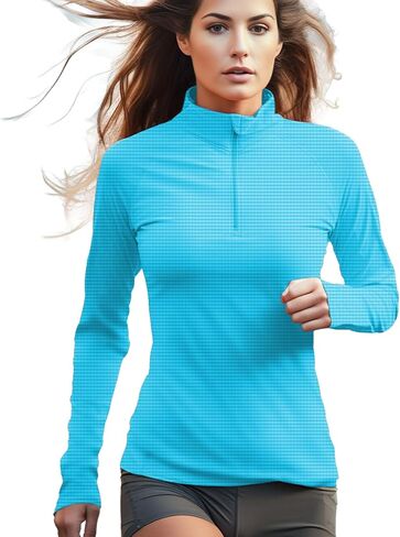YumiDay Athletic Long Sleeve Quarter Zip Shirt Women, 1/4 Zip Pullover T-Shirt Running Workout Thermal Tops Dry Fit in Saudi Arabia