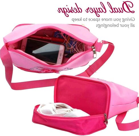 Ballet Dance Bag for Girls Ballerina Kid Toddler Teen Dancer with Double Layer Shoe Compartment Adjustable Strap, Kids Overnight Travel Bags for Tutu Dress School Practice Weekend Sleepover Carry On in Saudi Arabia
