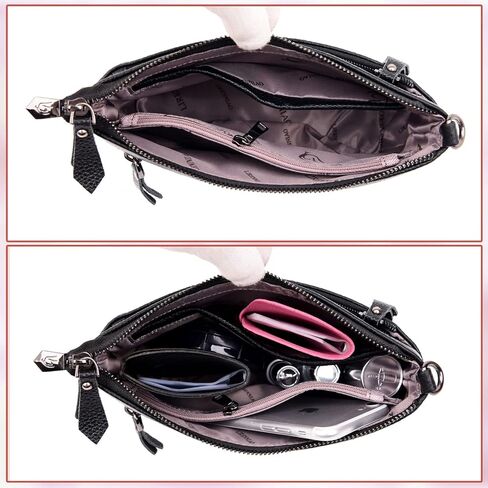 حقائب LSXCSM صغيرة تمر بالجسم للنساء بسحاب ثلاثي من الجلد ومحفظة للهاتف الخلوي in Kuwait