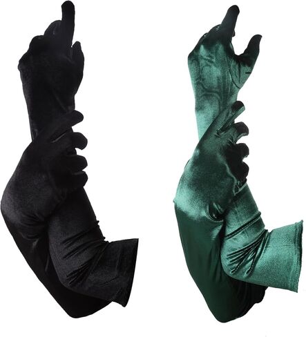 YWAOAIJD 2 Pairs Long Opera Velvet Party Gloves 1920s Flapper Accessories for Women Wedding Evening Velvet Elbow Gloves in Saudi Arabia