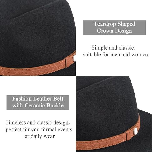 Open Road Hat Fedora Hat Pure Wool Felt Hat Vintage Rancher Hat Airway Vented Panama Hats for Men Women in Kuwait