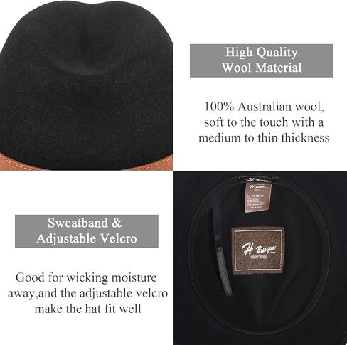 Open Road Hat Fedora Hat Pure Wool Felt Hat Vintage Rancher Hat Airway Vented Panama Hats for Men Women in Kuwait