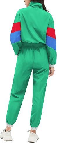 مجموعة ملابس Nhicdns النسائية المكونة من قطعتين من الألوان 80s 90s وأكمام طويلة سترة واقية من الرياح مجموعة رياضية نشطة in Kuwait