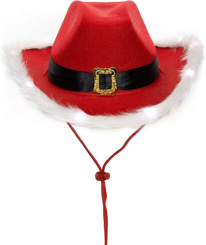 قبعة NociHah Cowboy Cowgirl للنساء من ريش عيد الميلاد الغربي مع وميض LED in Kuwait