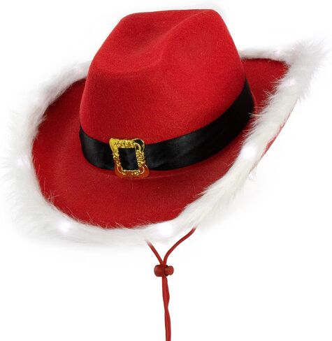 قبعة NociHah Cowboy Cowgirl للنساء من ريش عيد الميلاد الغربي مع وميض LED in Kuwait