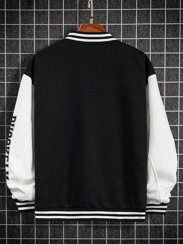 SHENHE Men's Slogan Graphic Button Down Varsity Jacket Baseball Bomber Jackets in Saudi Arabia
