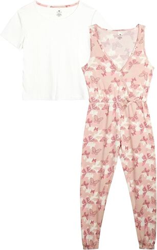 بذلة One Step Up للفتيات - رومبر من قماش الدنيم بأرجل واسعة وحواف مكشكشة كلاسيكية (المقاس: 7-12) in Kuwait