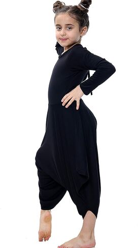 بذلة Loxdonz للفتيات بأكمام طويلة كاجوال قابلة للتمدد، فستان طويل للأطفال من 5 إلى 13 سنة in Kuwait