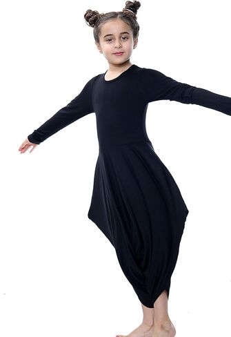 بذلة Loxdonz للفتيات بأكمام طويلة كاجوال قابلة للتمدد، فستان طويل للأطفال من 5 إلى 13 سنة in Kuwait