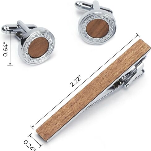 Wooden Cufflinks Gift Set, 4-Piece Cufflinks and 2-Piece Tie Clip Personalized Gift Set for Men in Kuwait