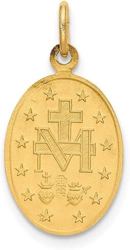 Diamond2Deal 14k Yellow Gold Satin Small Oval Miraculous Medal Fine Jewelry for Women (L- 19.5 mm W- 10.5 mm), Metal in Saudi Arabia