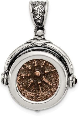 FB Jewels Sterling Silver & Bronze Antiqued Widows Mite Coin Pendant in Saudi Arabia