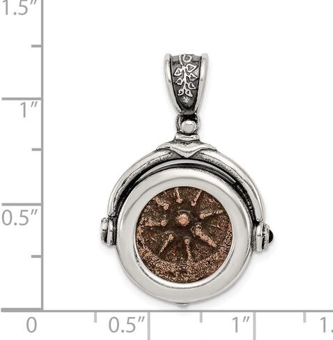 FB Jewels Sterling Silver & Bronze Antiqued Widows Mite Coin Pendant in Saudi Arabia