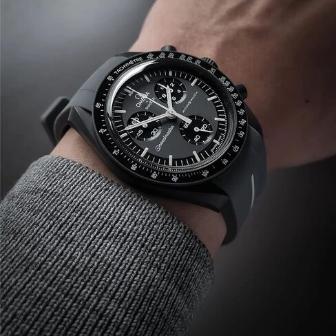 العصابات لساعة Moonswatch، حزام متوافق مع أوميغا سواتش Moonswatch Speedmaster لا فجوة تصميم منحني سيليكون حزام بديل مقاوم للماء لساعة أوميغا الرجال النساء in Kuwait