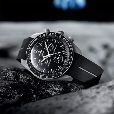العصابات لساعة Moonswatch، حزام متوافق مع أوميغا سواتش Moonswatch Speedmaster لا فجوة تصميم منحني سيليكون حزام بديل مقاوم للماء لساعة أوميغا الرجال النساء in Kuwait