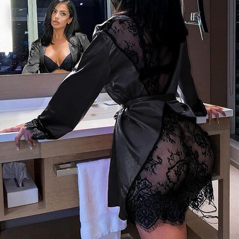 ملابس داخلية شفافة من ADSEXY للنساء بيبي دول دانتيل مثير شفاف ورقبة على شكل حرف V قميص نوم ورموش فستان نوم مهمل in Saudi Arabia