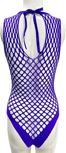 TAIKMD Women's Sheer Fishnet Thong Leotard Bodysuit Tank Tops Nightwear Jumpsuit Halter Neck Teddy Babydoll Mini Dress in Saudi Arabia