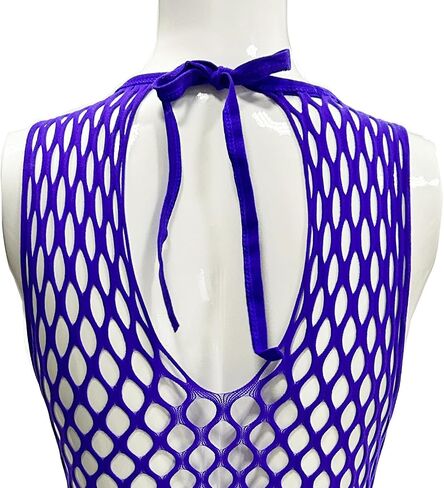 TAIKMD Women's Sheer Fishnet Thong Leotard Bodysuit Tank Tops Nightwear Jumpsuit Halter Neck Teddy Babydoll Mini Dress in Saudi Arabia
