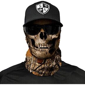 SA Company Face Shield Micro Fiber Protect from Wind, Dirt and Bugs. Worn as a Balaclava, Neck Gaiter & Head Band for Hunting, Fishing, Boating, Cycling, Paintball and Salt Lovers Forest Camo Skull in Kuwait
