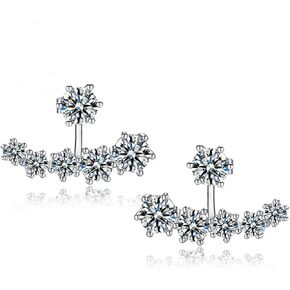 BG&WLing Sterling Silver Cubic Zirconia Earring Jackets for Studs Front Back Earrings Fairy Ear Cuffs Studs Earring Classic Fashion Jewelry for Women Girls in Kuwait